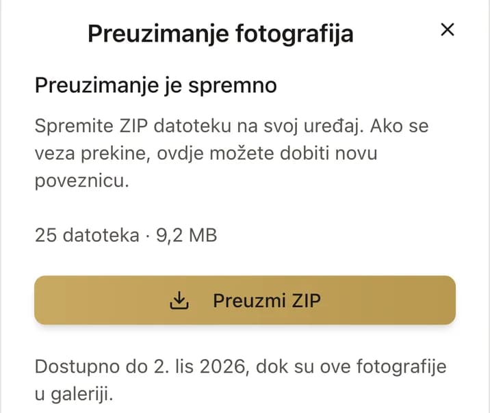 Prozor za preuzimanje: cijela galerija kao jedna ZIP datoteka