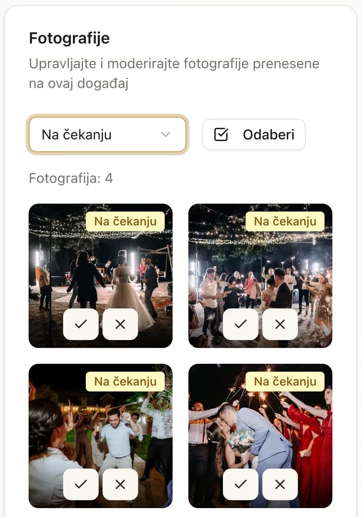Fotografije koje čekaju odobrenje mladenaca