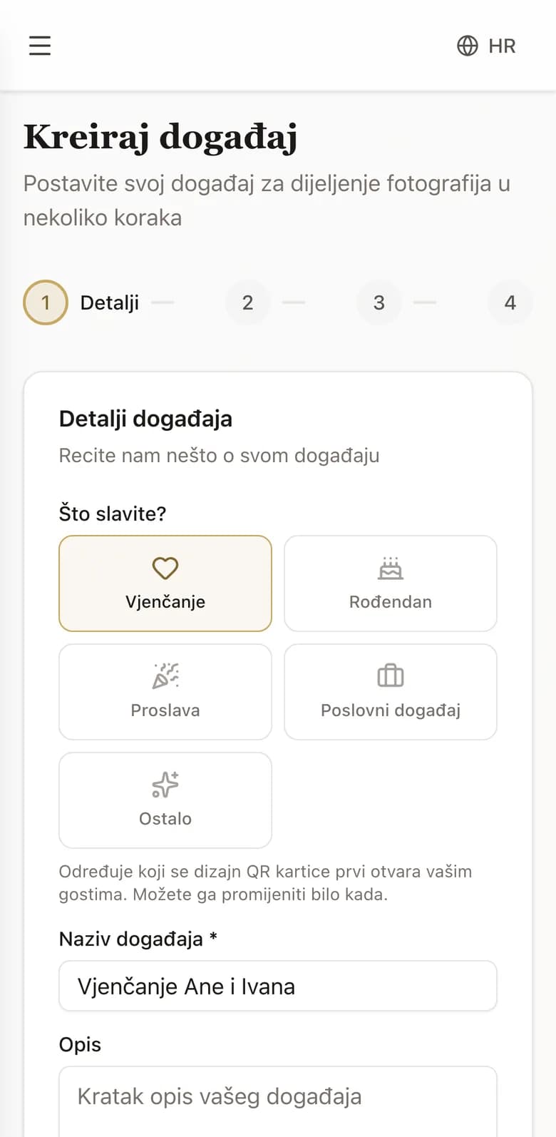 Kreiranje događaja na mobitelu: što slavite i naziv događaja
